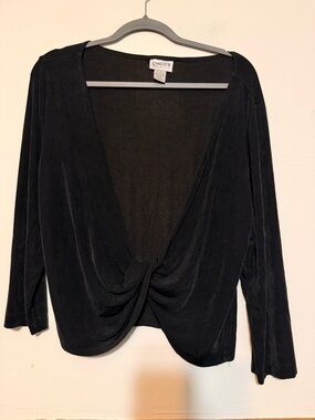 Chico's Black Knot-Front Long-Sleeve Blouse